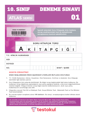 10. SINIF TEST OKUL YAYINLARI ATLAS SERİSİ 1 2023-2024