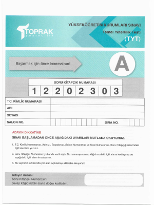 TYT 3.DENEME - TOPRAK YAYINLARI 2024 1