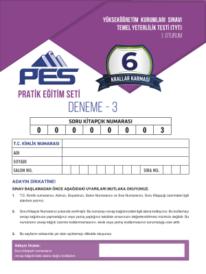 NO.6 KKK #SANAÖZEL TYT 3.DENEME - PES YAYINLARI 2023-2024