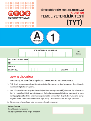 TYT 1.DENEME - MERKEZ YAYINLARI 2024
