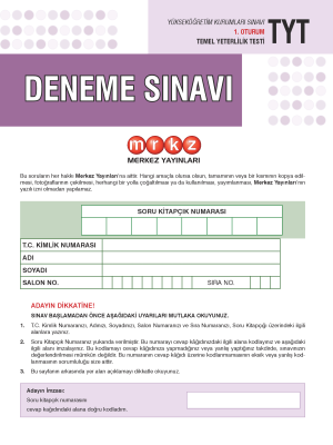 MERKEZ YAYINLARI TYT KRALLAR KARMASI DENEMESİ - 2023