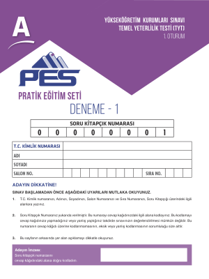 NO.3 KKK DK TYT 1.DENEME - PES YAYINLARI 2024
