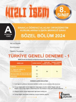 LGS 8.SINIF İSEM YAYINCILIK TG DENEME-1 2023-2024