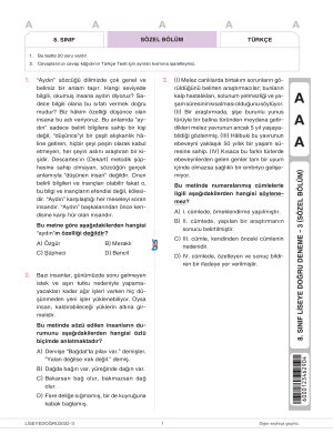 Bes Yayınları - 8.sınıf Liseye Doğru Deneme - 3 1