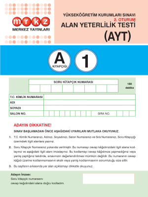 AYT 1.DENEME - MERKEZ YAYINLARI 2024