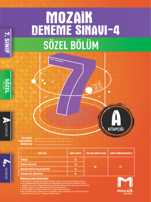 7. Sınıf Deneme - 4 - MOZAİK YAYINLARI