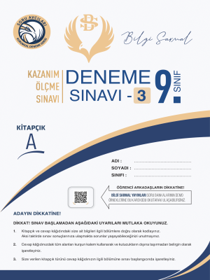 9.SINIF DENEME 3.DENEME - BİLGİ SARMAL YAYINLARI