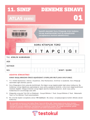 11. SINIF TEST OKUL YAYINLARI ATLAS SERİSİ 1 2023-2024