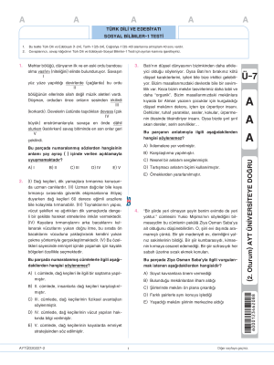 Bes Yayınları - AYT Üniversiteye Doğru Deneme - 7 - 2023