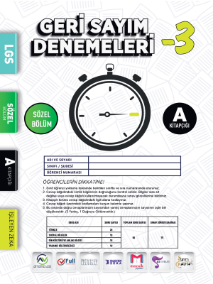 8. Sınıf Geri Sayım Denemeleri - 3. Deneme - İşleyen Zeka Yayınları - 2023