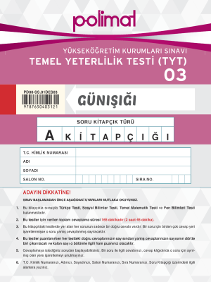 TYT POLİMAT YAYINLARI GÜNIŞIĞI 3.DENEME 2023-2024