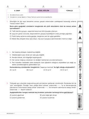 Bes Yayınları - 8. Sınıf KDS - 4 1