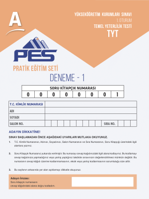 TYT 1.DENEME - PES YAYINLARI 2024
