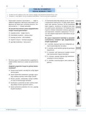 AYT - BİYOTİK SERİSİ - PRESTİJ DENEME 3