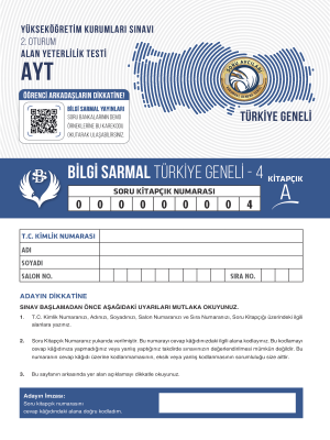 AYT BİLGİ SARMAL YAYINLARI TG 4.DENEME 2023-2024