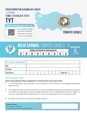 TYT BİLGİ SARMAL YAYINLARI TG 4 DENEME 2023 2024